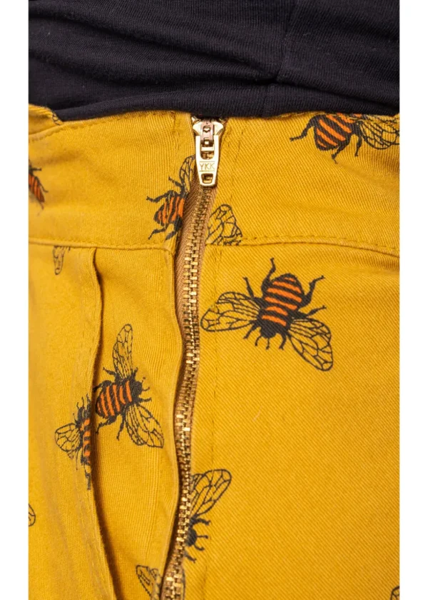 Run & Fly Bees Knees Twill 60's Pinafore Dress Gold