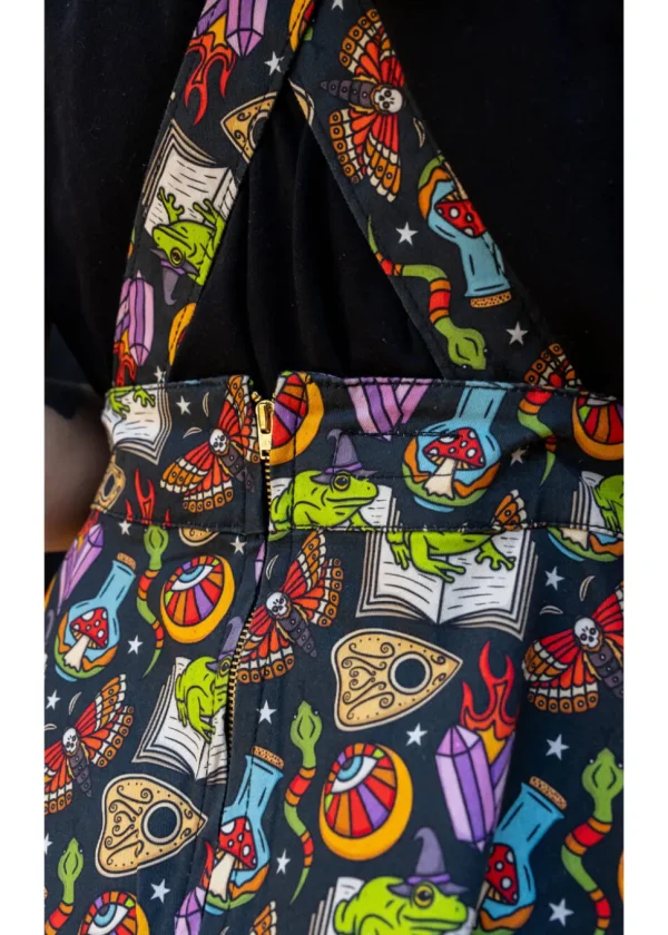Run & Fly Bewitched Cauldron Pinafore Swing Dress Black