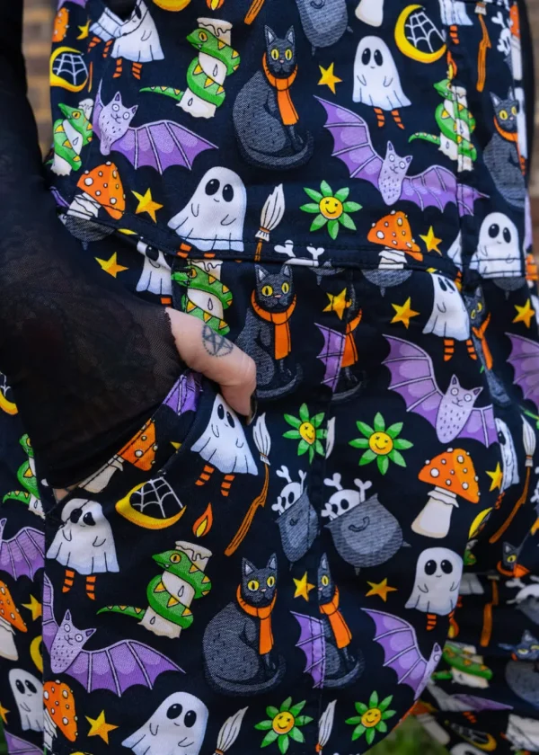 Run & Fly Cauldron Cats Dungarees Black