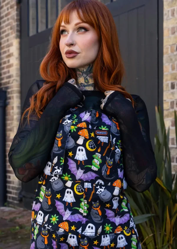 Run & Fly Cauldron Cats Dungarees Black