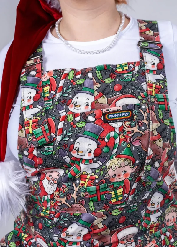 Run & Fly Christmas Cuties 70's Dungarees Black