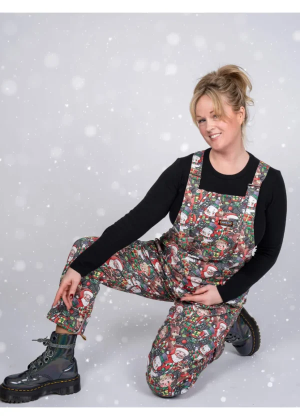 Run & Fly Christmas Cuties 70's Dungarees Black