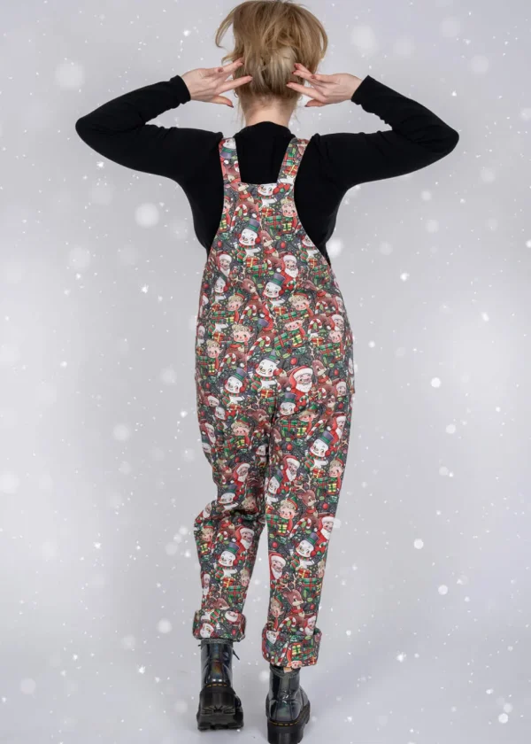 Run & Fly Christmas Cuties 70's Dungarees Black
