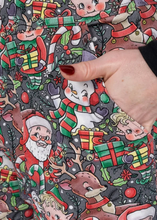 Run & Fly Christmas Cuties 70's Dungarees Black