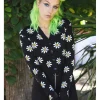 Run & Fly Daisy Cropped 70's Cardigan Black