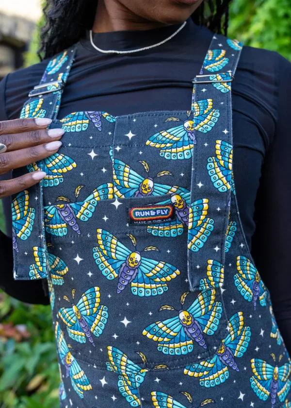Run & Fly Death Head Moth Dungarees Black
