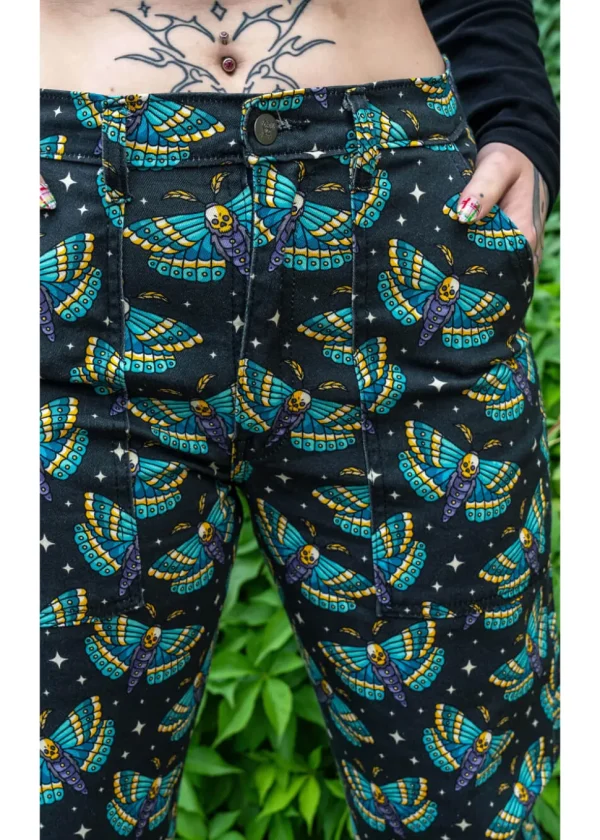 Run & Fly Death Head Moth Jeans Black