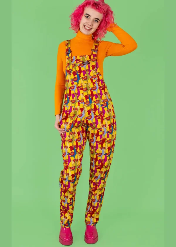 Run & Fly Drama Llama 70's Dungarees Multi