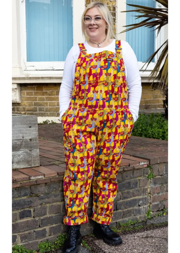 Run & Fly Drama Llama 70's Dungarees Multi