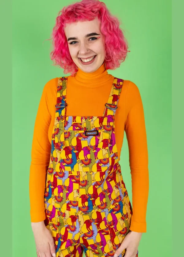 Run & Fly Drama Llama 70's Dungarees Multi