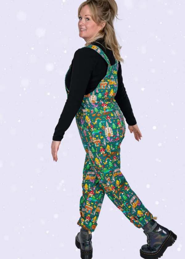 Run & Fly Fairytale Mushroom 70's Dungarees Green