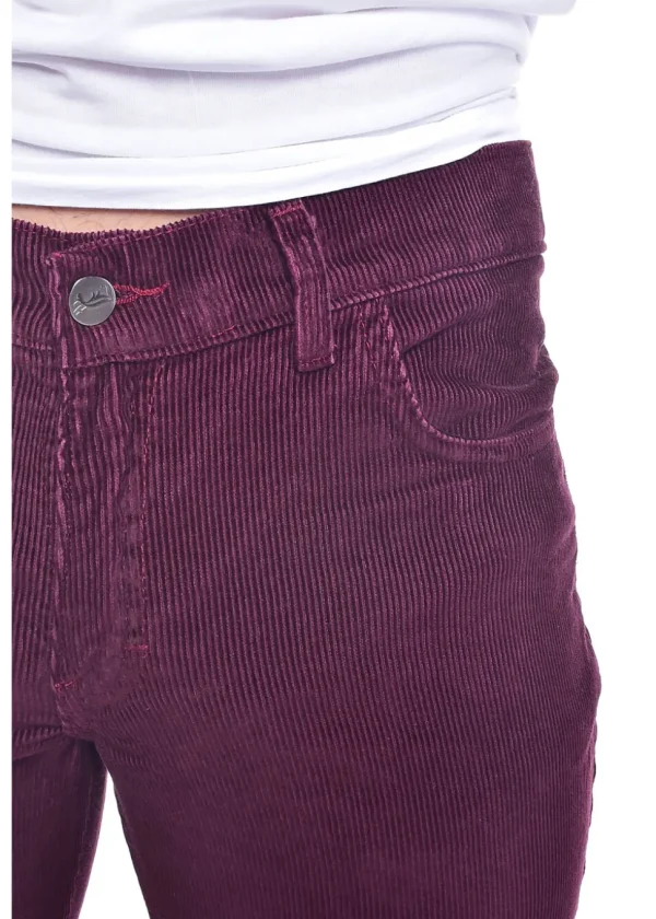 Run & Fly Mens Corduroy 70's Flare Trousers Burgundy