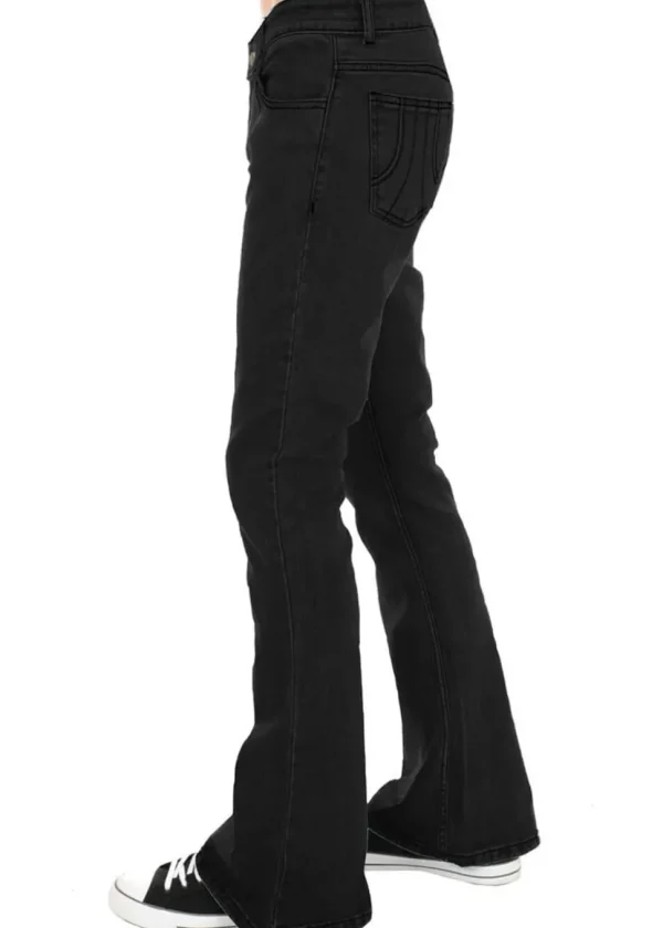 Run & Fly Mens Denim 70's Flare Trousers Black