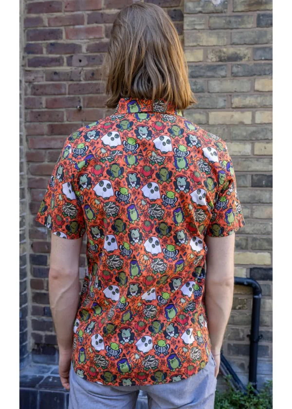 Run & Fly Mens Halloween Party Frog Shirt Orange