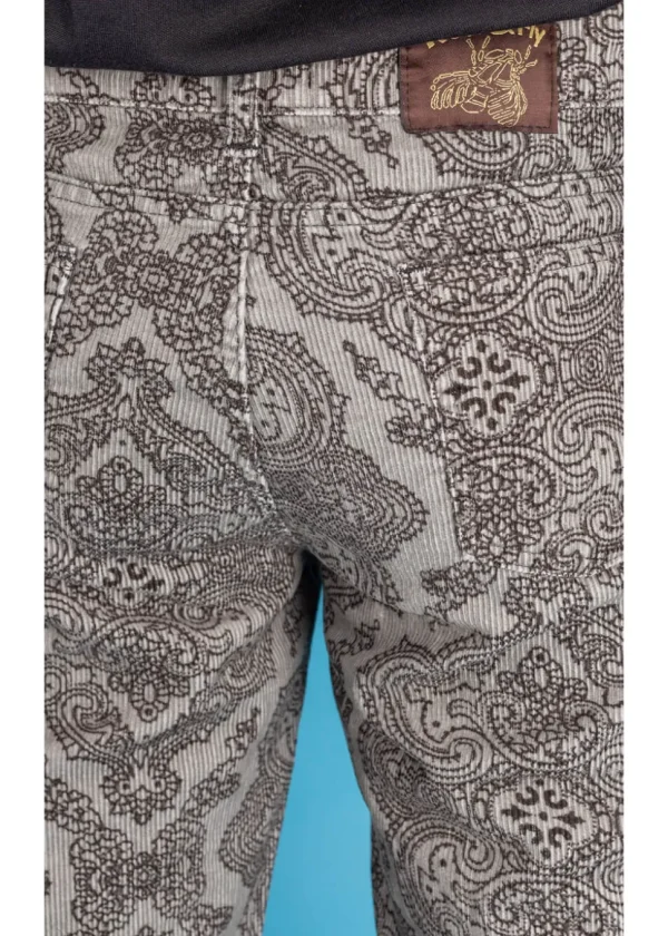 Run & Fly Mens Hendrix Corduroy 70's Flared Trousers Silver
