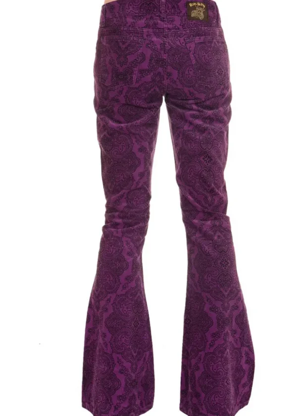 Run & Fly Mens Hendrix Corduroy 70's Flared Trousers Purple