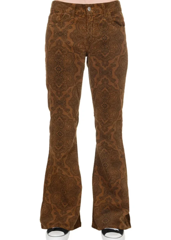 Run & Fly Mens Hendrix Corduroy 70's Flared Trousers Tobacco Brown