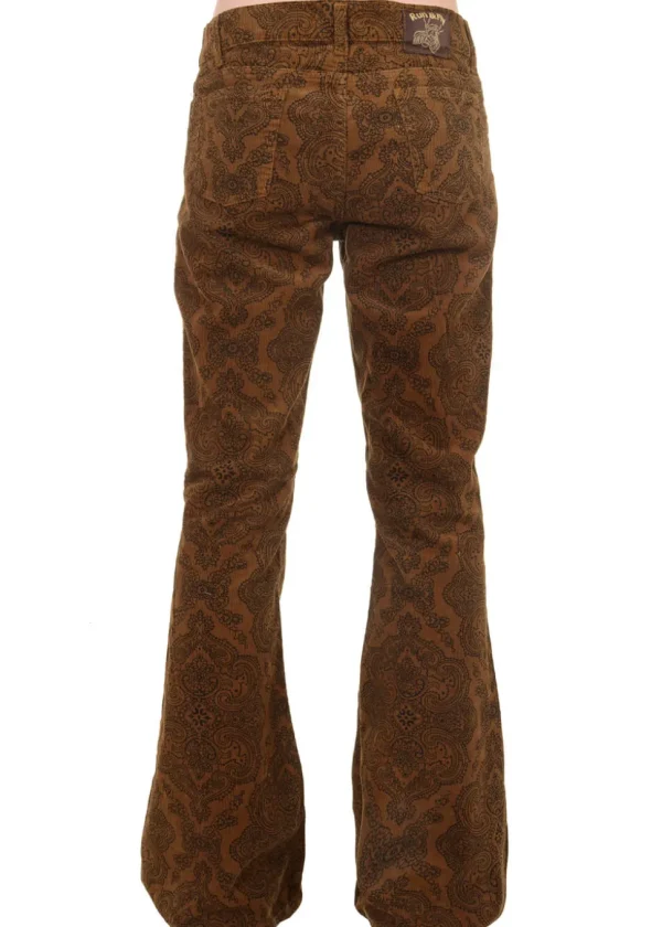 Run & Fly Mens Hendrix Corduroy 70's Flared Trousers Tobacco Brown