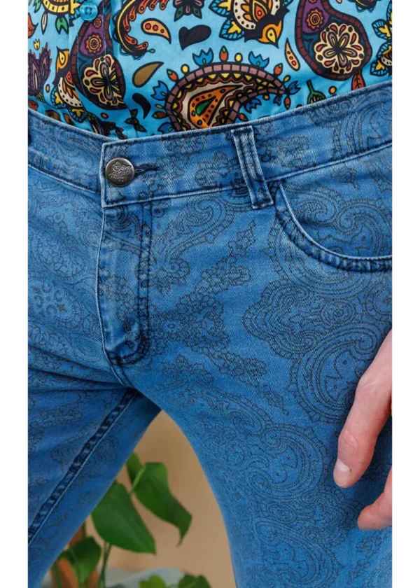 Run & Fly Mens Hendrix Stone Wash 70's Flare Trousers Denim