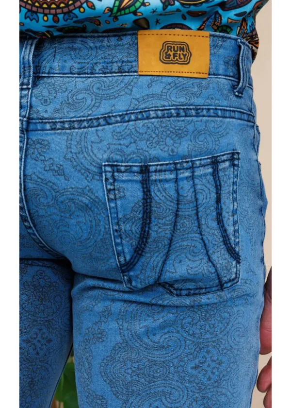 Run & Fly Mens Hendrix Stone Wash 70's Flare Trousers Denim