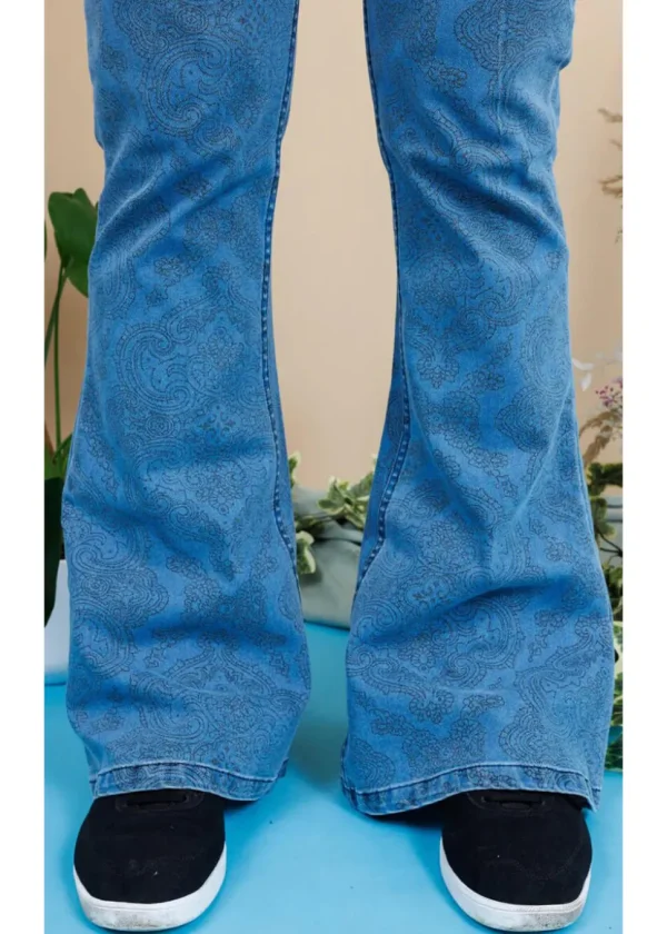 Run & Fly Mens Hendrix Stone Wash 70's Flare Trousers Denim