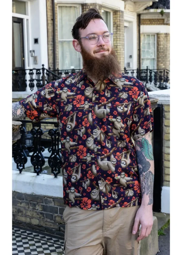Run & Fly Mens Island Time Sloth Shirt Black