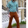 Run & Fly Mens Originals Corduroy Bootcut 70's Flare Trousers Tobacco