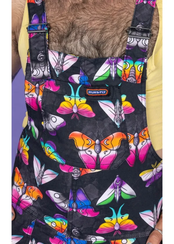 Run & Fly Pride Moths 70's Dungarees Black