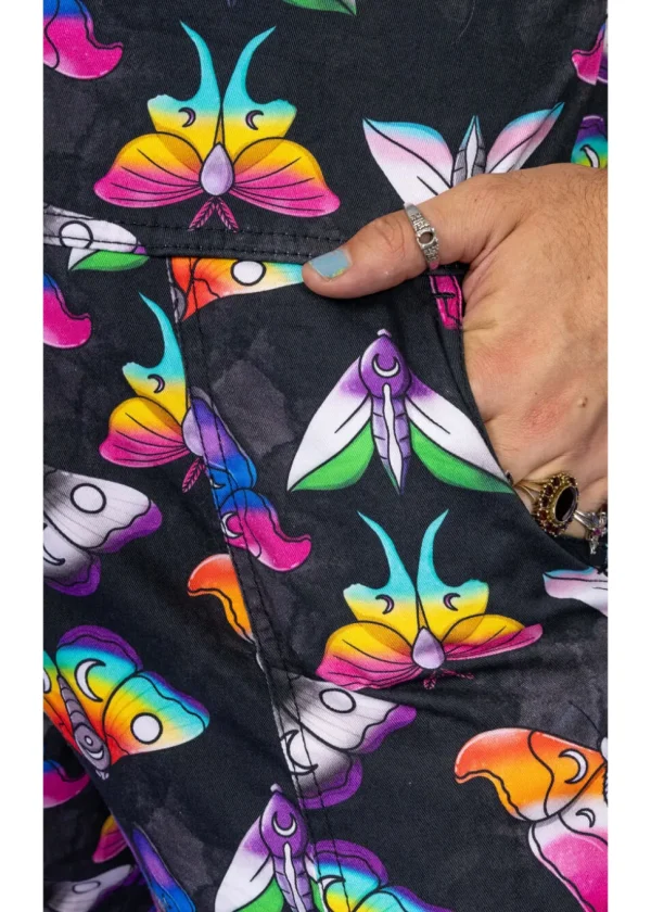 Run & Fly Pride Moths 70's Dungarees Black