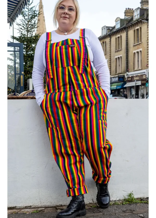 Run & Fly Rainbow Stripe 70's Dungarees Multi