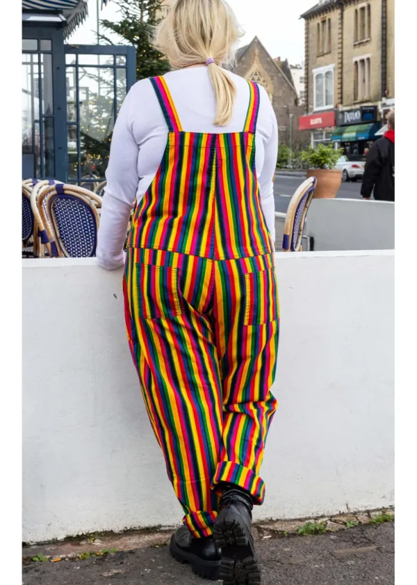 Run & Fly Rainbow Stripe 70's Dungarees Multi