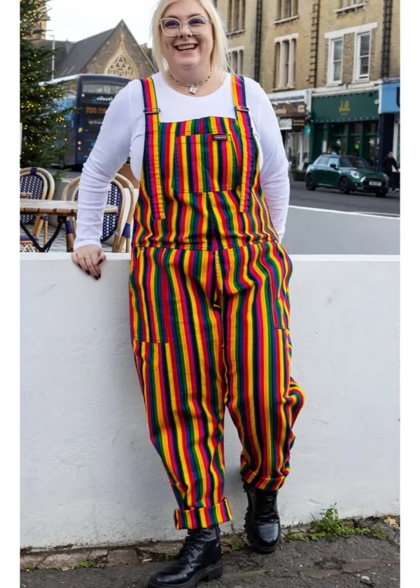 Run & Fly Rainbow Stripe 70's Dungarees Multi