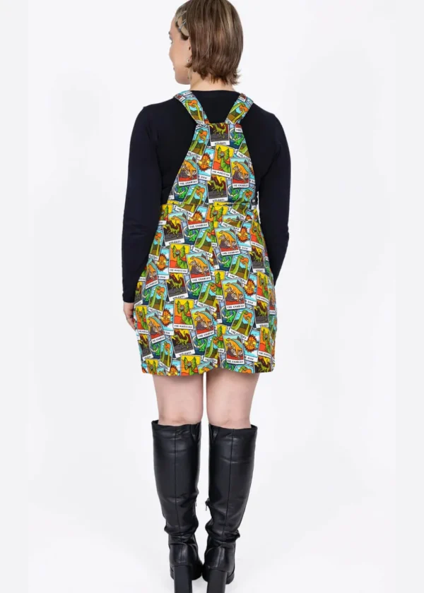 Run & Fly Tarot Dinosaurs Pinafore 70's Dress Multi