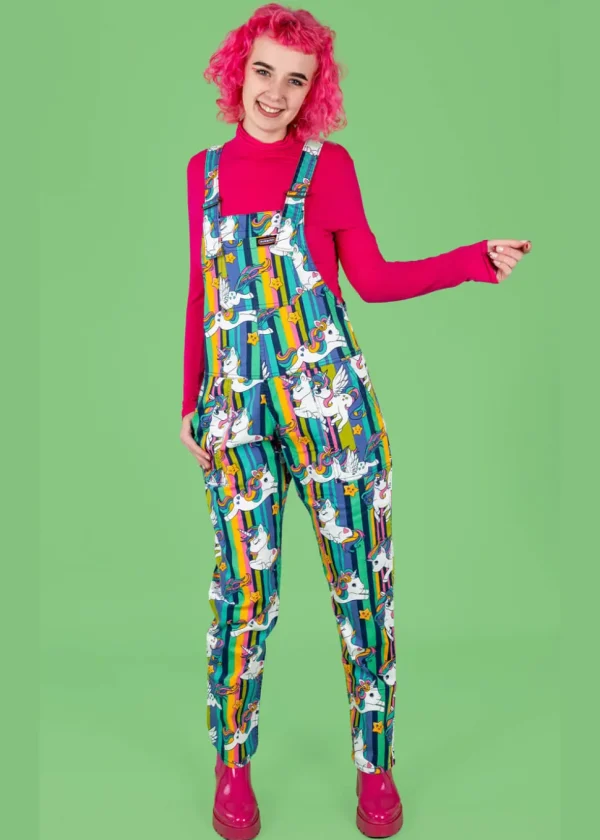 Run & Fly Unicorn Stripe 70's Dungarees Multi
