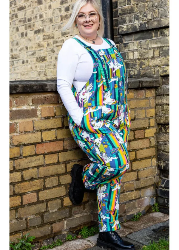 Run & Fly Unicorn Stripe 70's Dungarees Multi