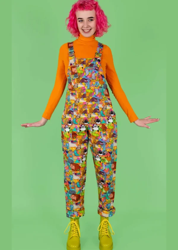 Run & Fly Weird & Wonderful 70's Dungarees Multi