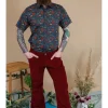Run & Fly Men's Corduroy 70's Flare Pants Tawney Port