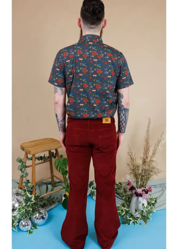 Run & Fly Men's Corduroy 70's Flare Pants Tawney Port