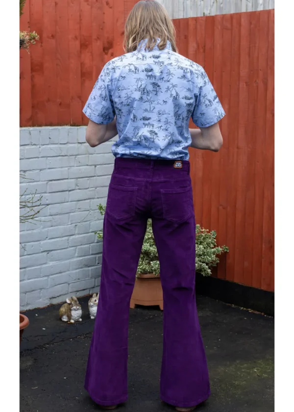 Run & Fly Men's Corduroy 70's Flare Pants Purple