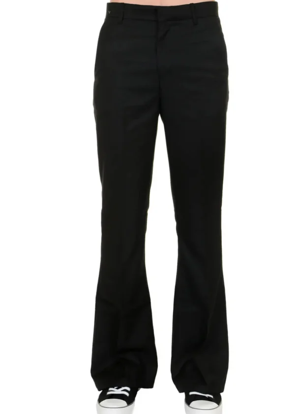 Run & Fly Men's Presley 70's Flare Bell Bottom Pants Black