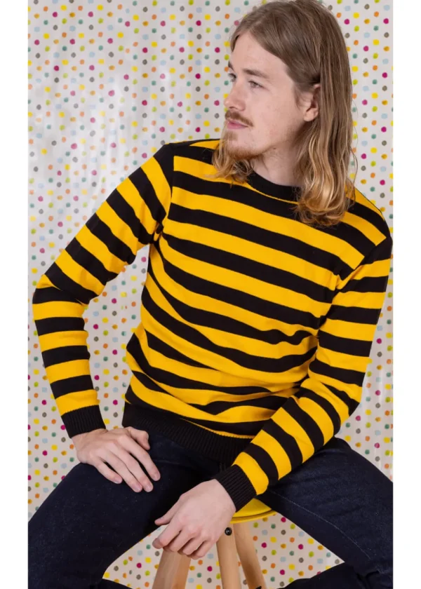 Run & Fly Retro Striped 70's Jumper Yellow Black