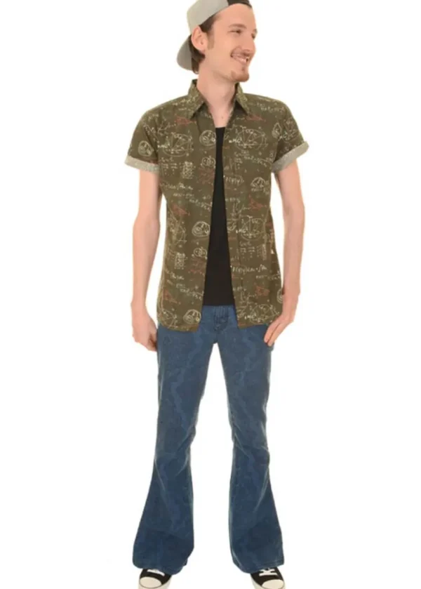 Run and Fly Mens Chalkboard 70's Shirt Grey