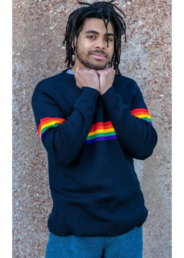Run and Fly Rainbow Vibe 70's Jumper Navy Blue