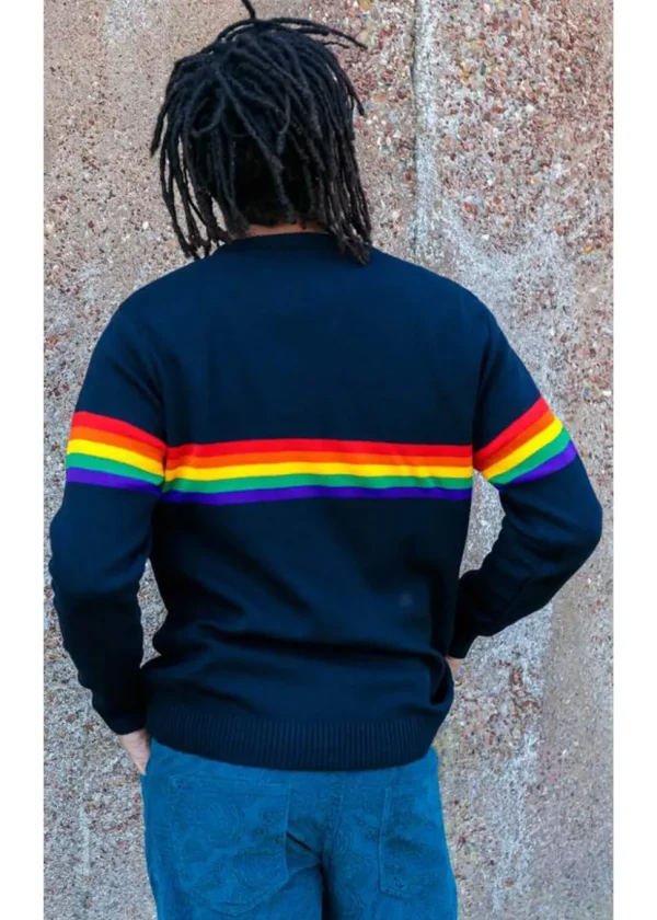 Run and Fly Rainbow Vibe 70's Jumper Navy Blue
