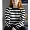 Run and Fly Retro Striped 70's Jumper Black White