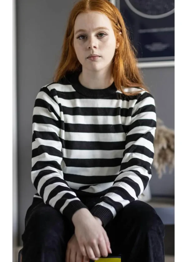 Run and Fly Retro Striped 70's Jumper Black White