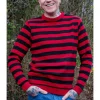 Run and Fly Retro Striped 70's Jumper Black Red