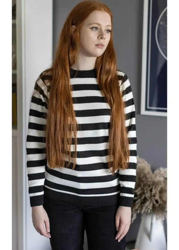 Run and Fly Retro Striped 70's Jumper Black White