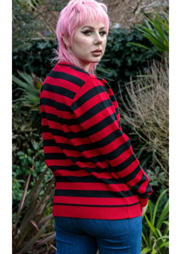 Run and Fly Retro Striped 70's Jumper Black Red