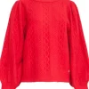 Smashed Lemon Cable Down Sweater Red